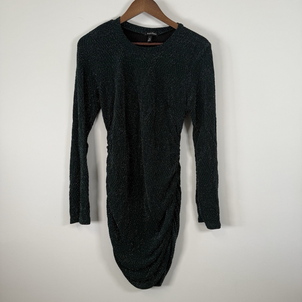 Speechless Women's Stretchy Dress Sparkly Green‎ Silver Holiday Dress Size XL